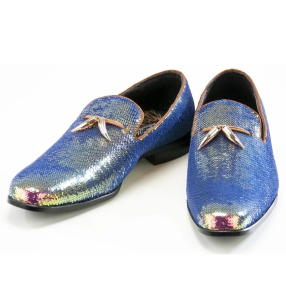 ROSE PEARL/GOLD SEQUIN DRESS LOAFER ABSOLUTELY STUNNING MOTHER OF PEARL SHINE - Picture 6 of 9